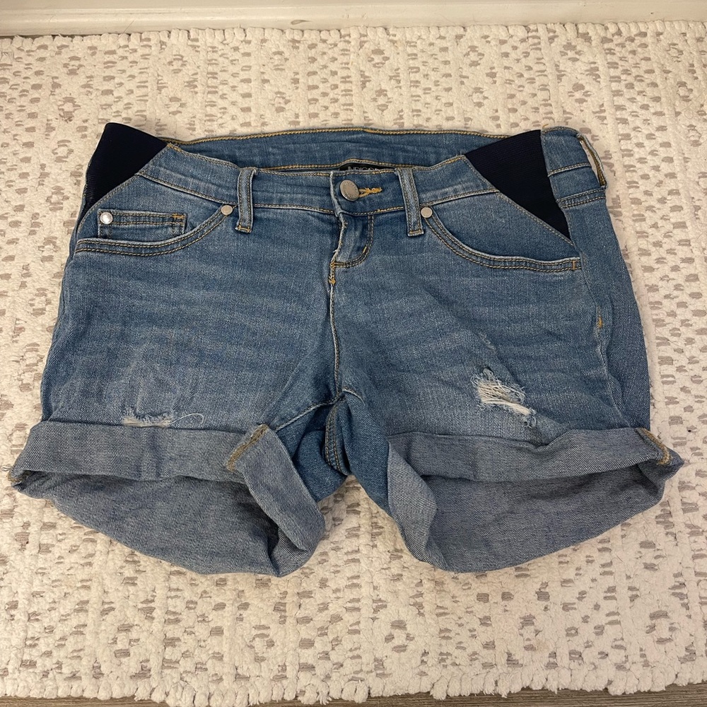 Indigo blue maternity shorts